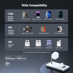 UGREEN Холдер + 3-в-1 Зарядна станция Wireless Magnetic Qi2 /бял/ – CD278 / 90326