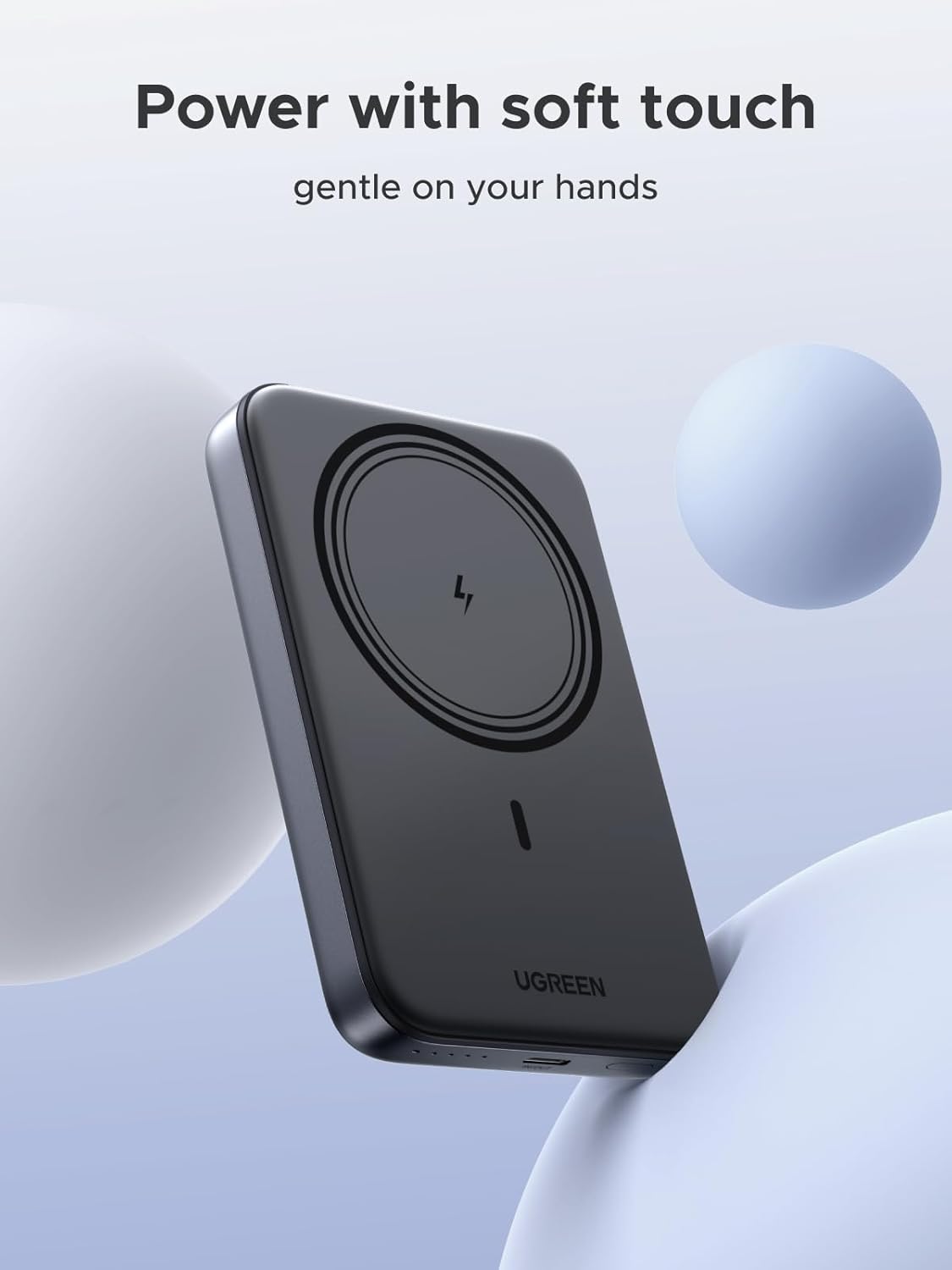 UGREEN Power Bank 10000 mAh 20W, Magnetic Wireless /графит/ – PB561 / 25919