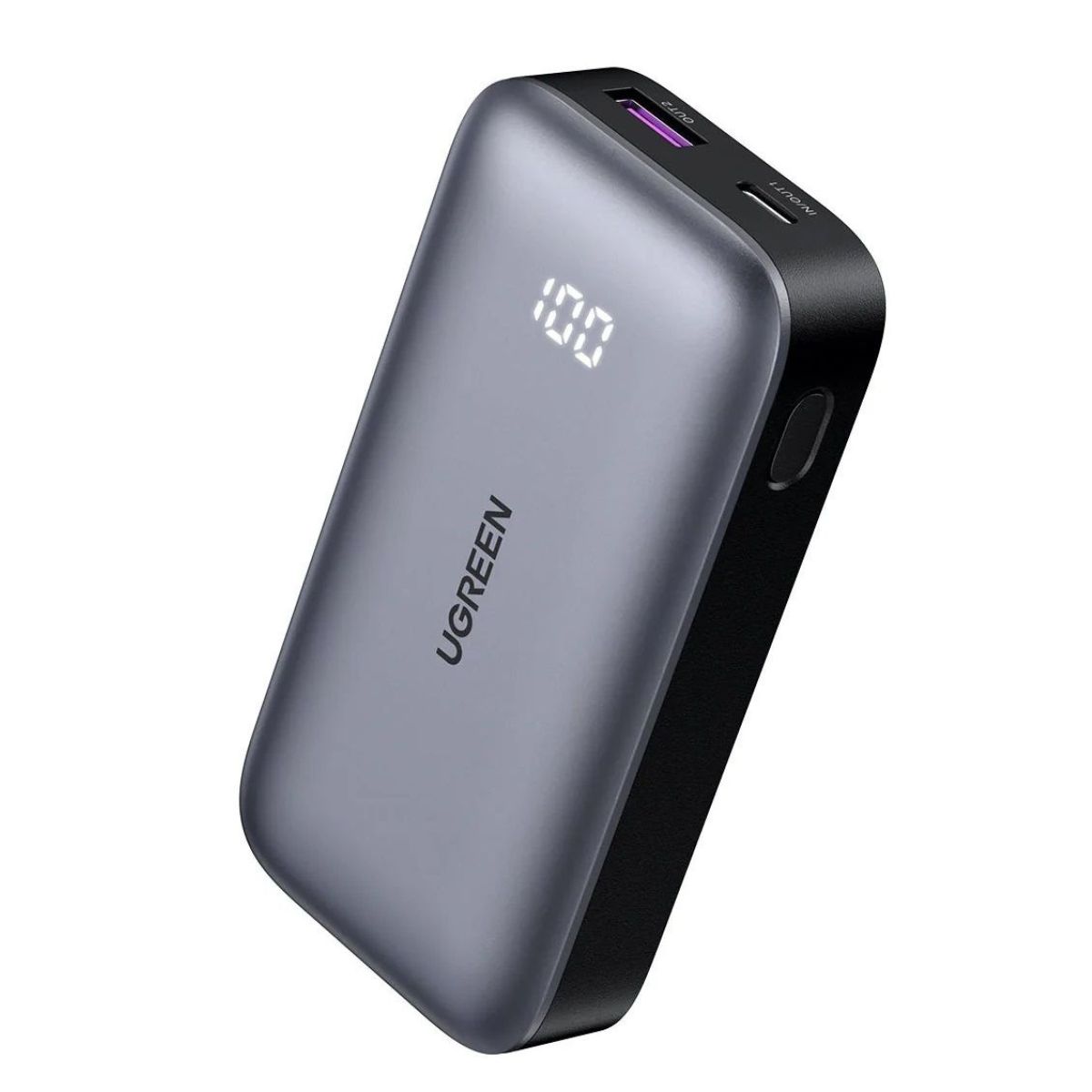 UGREEN Power Bank 10000 mAh 30W, Nexode + кабел Type-C – Type-C /графит/ – PB502 / 25185