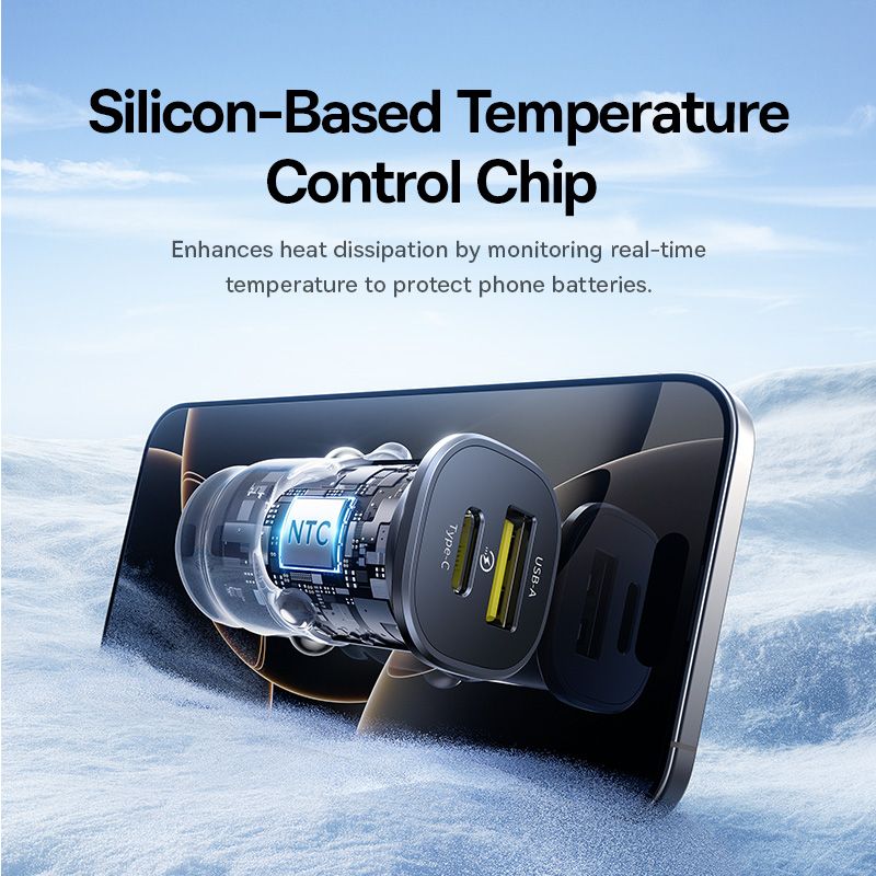 BASEUS 12V 30W, USB-A + USB-C,GoTrip DP1 /черен/ – C00072300123-00