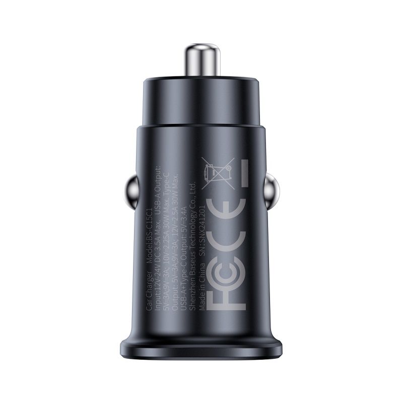 BASEUS 12V 30W, USB-A + USB-C,GoTrip DP1 /черен/ – C00072300123-00