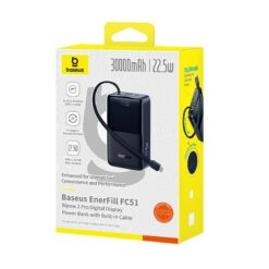 BASEUS 30000 mAh, 22.5W + вграден кабел Type-C, EnerFill FC51 Bipow 2 Pro /черен/ – E0028100