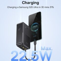 BASEUS 30000 mAh, 22.5W + вграден кабел Type-C, EnerFill FC51 Bipow 2 Pro /черен/ – E0028100