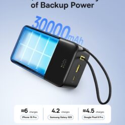 BASEUS 30000 mAh, 22.5W + вграден кабел Type-C, EnerFill FC51 Bipow 2 Pro /черен/ – E0028100