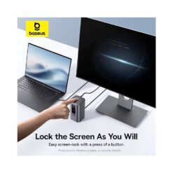 BASEUS Хъб 11-в-1 Spacemate от Type-C към 2xUSB3.0+1xUSB2.0+2xHDMI 4K+USB-C(PD)100W+USB-C(data)+2xDP+RJ45+AUX/m/3.5mm /сив/ – B00568101813-00