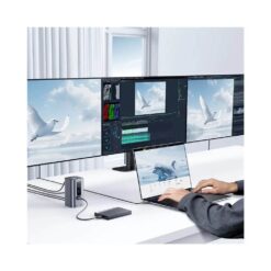 BASEUS Хъб 11-в-1 Spacemate от Type-C към 2xUSB3.0+1xUSB2.0+2xHDMI 4K+USB-C(PD)100W+USB-C(data)+2xDP+RJ45+AUX/m/3.5mm /сив/ – B00568101813-00