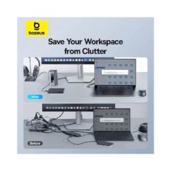 BASEUS Хъб 11-в-1 Spacemate от Type-C към 2xUSB3.0+1xUSB2.0+2xHDMI 4K+USB-C(PD)100W+USB-C(data)+2xDP+RJ45+AUX/m/3.5mm /сив/ – B00568101813-00