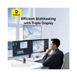 BASEUS Хъб 11-в-1 Spacemate от Type-C към 2xUSB3.0+1xUSB2.0+2xHDMI 4K+USB-C(PD)100W+USB-C(data)+2xDP+RJ45+AUX/m/3.5mm /сив/ – B00568101813-00