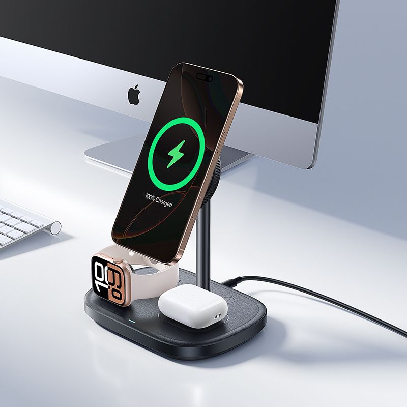 BASEUS Холдер + 3-в-1 Charging station Wireless Magnetic Qi2 15W EnerFill FS41, за бюро /черен/ – P10281904123-02
