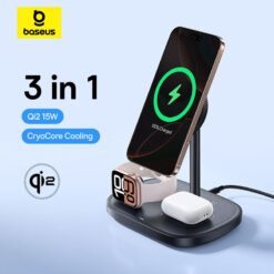 BASEUS Холдер + 3-в-1 Charging station Wireless Magnetic Qi2 15W EnerFill FS41, за бюро /черен/ – P10281904123-02