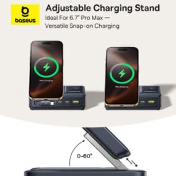 BASEUS Холдер + 5-в-1 Charging station Wireless Magnetic Qi2 140W Nomos, за бюро /черен/ – P10170902123-00