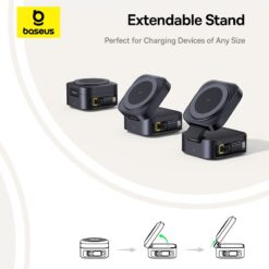 BASEUS Холдер + Charging station PicoGo Qi2 + вграден кабел C + кабел C-C за бюро /черен/ – P10276800123-00