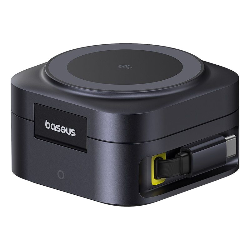BASEUS Холдер + Charging station PicoGo Qi2 + вграден кабел C + кабел C-C за бюро /черен/ – P10276800123-00