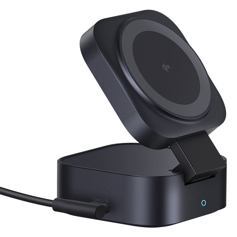 BASEUS Холдер + Charging station PicoGo Qi2 + вграден кабел C + кабел C-C за бюро /черен/ – P10276800123-00