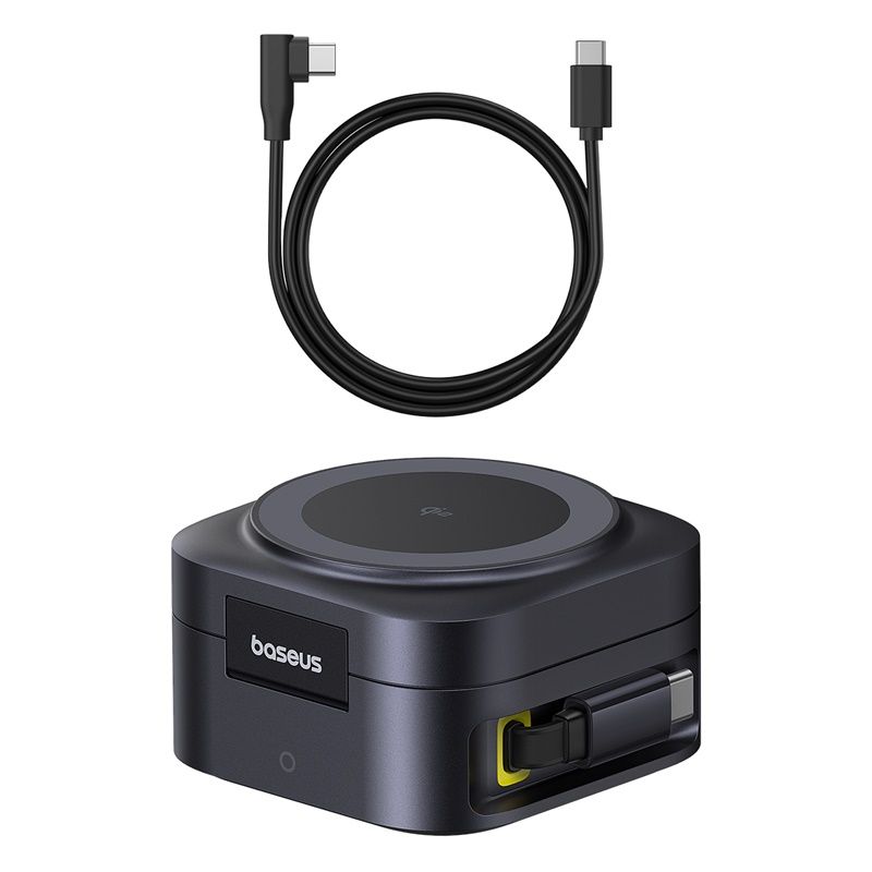 BASEUS Холдер + Charging station PicoGo Qi2 + вграден кабел C + кабел C-C за бюро /черен/ – P10276800123-00