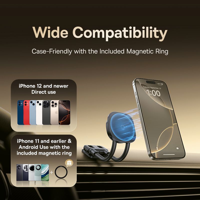 BASEUS Холдер Wireless 15W PrimeTrip C03s Stick-on с лепяща основа /черен/ – C0013701