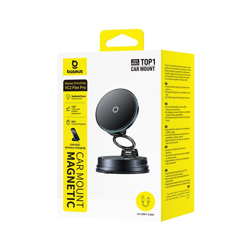 BASEUS Холдер Wireless 15W PrimeTrip VC2 Flex Pro Manual rotating с вакуум /черен/ – C0013F01
