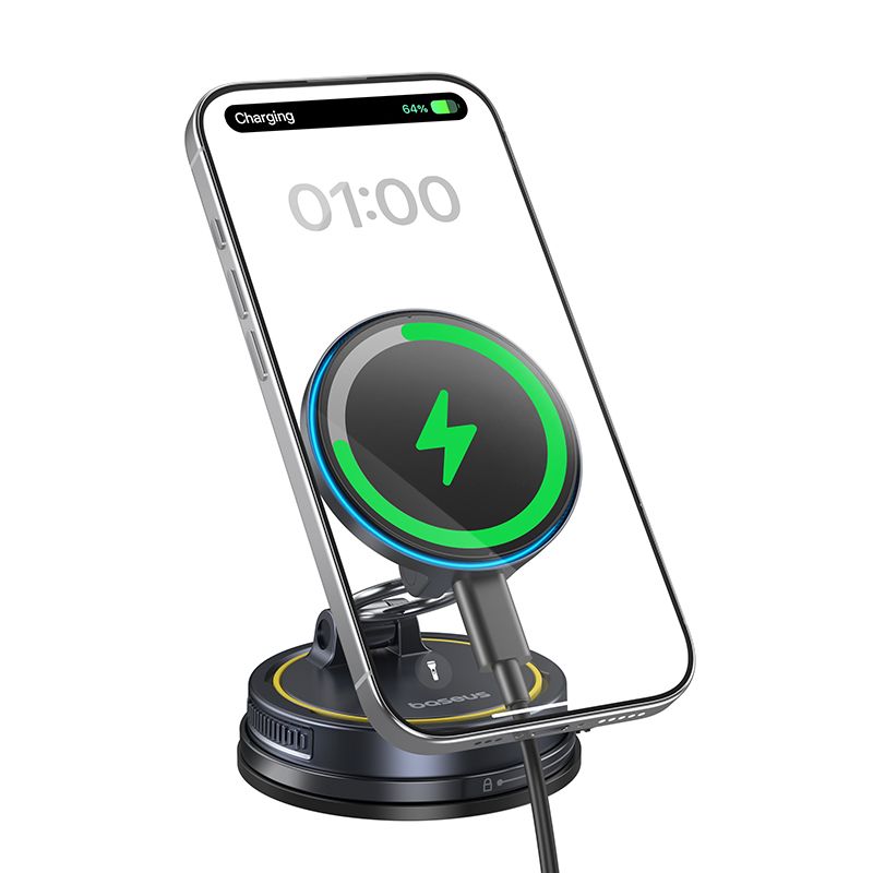 BASEUS Холдер Wireless 15W PrimeTrip VC2 Flex Pro Manual rotating с вакуум /черен/ – C0013F01
