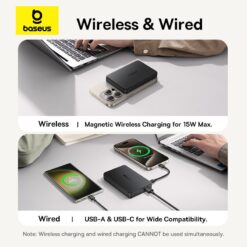 BASEUS Power Bank 10000 mAh, 22.5W, PicoGo AM31 Airpow II Qi2 Magnetic /черен/ – P10080000123-00