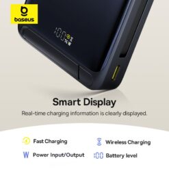 BASEUS Power Bank 10000 mAh, 45W PicoGo Qi2 Nomos Magnetic + вграден кабел Type-C + стойка /`черен/ – P10078800123-00