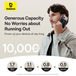 BASEUS Power Bank 10000 mAh, 45W PicoGo Qi2 Nomos Magnetic + вграден кабел Type-C + стойка /`черен/ – P10078800123-00