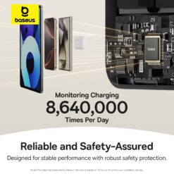 BASEUS Power Bank 10000 mAh, 45W PicoGo Qi2 Nomos Magnetic + вграден кабел Type-C + стойка /`черен/ – P10078800123-00