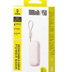 BASEUS Power Bank 10000 mAh, 45W + вградени кабели C+L, EnerFill FC21 Qpow 3 Ultra /розов/ – E0027Q02