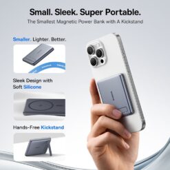 BASEUS Power Bank 5000 mAh 20W,PicoGo AM31 Ultra-mini Qi2 Magnetic + стойка /графит/ -P1007680B813-00