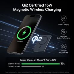 BASEUS Power Bank 5000 mAh 20W,PicoGo AM31 Ultra-mini Qi2 Magnetic + стойка /графит/ -P1007680B813-00