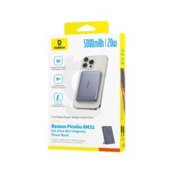 BASEUS Power Bank 5000 mAh 20W,PicoGo AM31 Ultra-mini Qi2 Magnetic + стойка /графит/ -P1007680B813-00