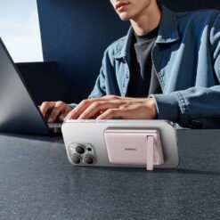 BASEUS Power Bank 5000 mAh 20W,PicoGo AM31 Ultra-mini Qi2 Magnetic + стойка /розов/ – P1007680B453-00