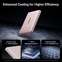 BASEUS Power Bank 5000 mAh 20W,PicoGo AM31 Ultra-mini Qi2 Magnetic + стойка /розов/ – P1007680B453-00