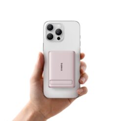 BASEUS Power Bank 5000 mAh 20W,PicoGo AM31 Ultra-mini Qi2 Magnetic + стойка /розов/ – P1007680B453-00