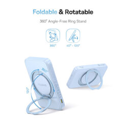 BASEUS Power Bank 5000 mAh 20W, PicoGo Qi2 Ultra-slim Magnetic Ring  /син/ – P10076800313-00