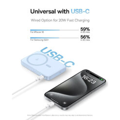BASEUS Power Bank 5000 mAh 20W, PicoGo Qi2 Ultra-slim Magnetic Ring  /син/ – P10076800313-00