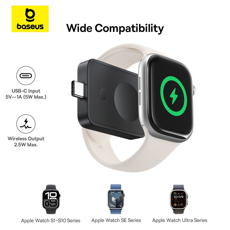 BASEUS Преносимо зарядно устройство Apple Watch MagPro /черен/ – P10264106123-00