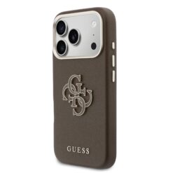GUESS Калъф Apple iPhone 17 Pro Max, PU 4G Resin Metal Logo /кафяв/ – GUHCP17X5PS4RGGW