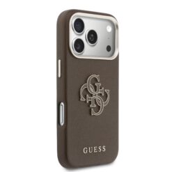 GUESS Калъф Apple iPhone 17 Pro Max, PU 4G Resin Metal Logo /кафяв/ – GUHCP17X5PS4RGGW