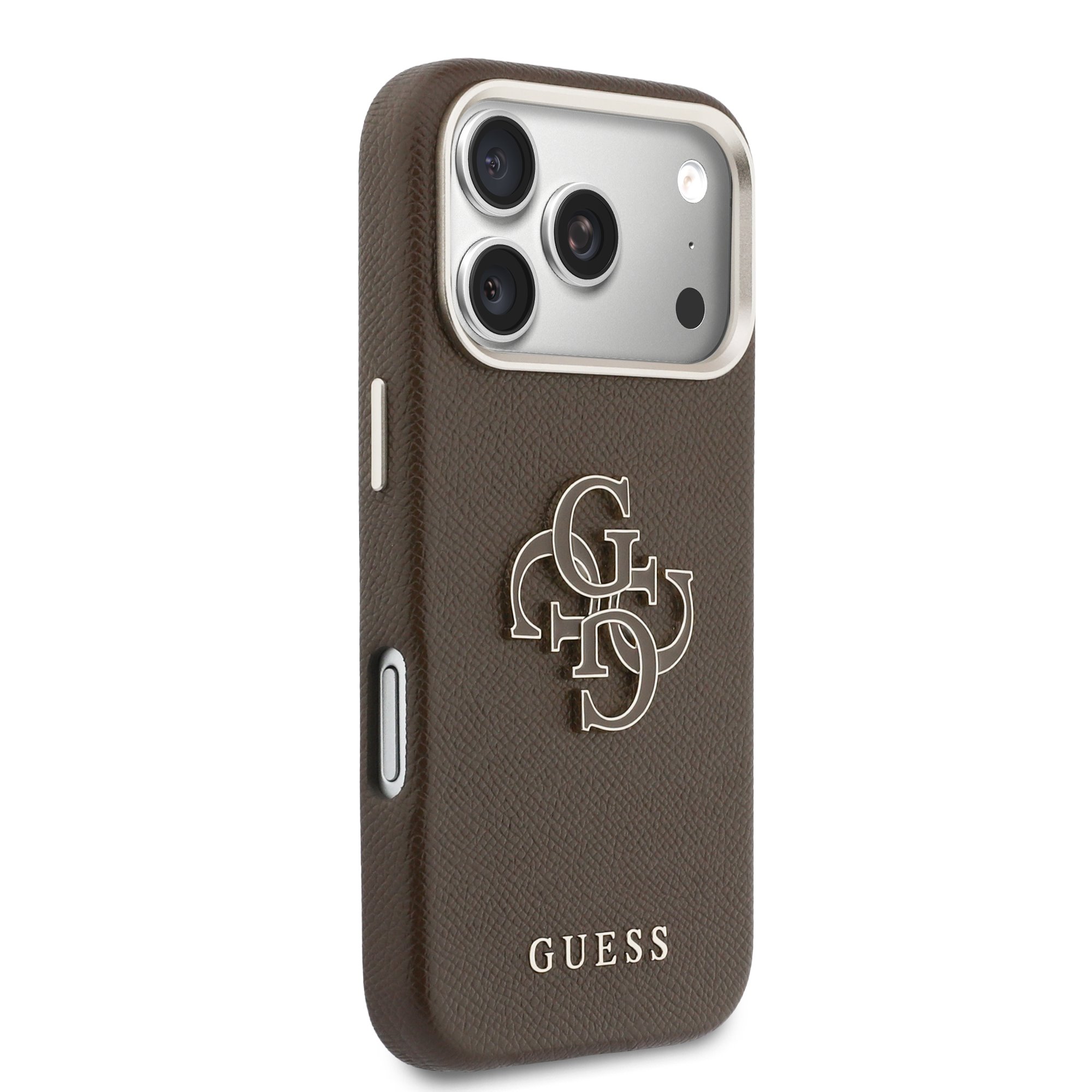 GUESS Калъф Apple iPhone 17 Pro Max, PU 4G Resin Metal Logo /кафяв/ – GUHCP17X5PS4RGGW