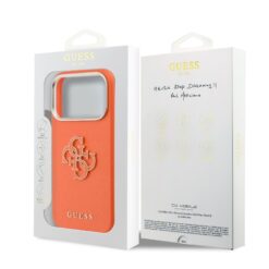 GUESS Калъф Apple iPhone 17 Pro Max, PU 4G Resin Metal Logo /оранжев/ – GUHCP17X5PS4RGGO