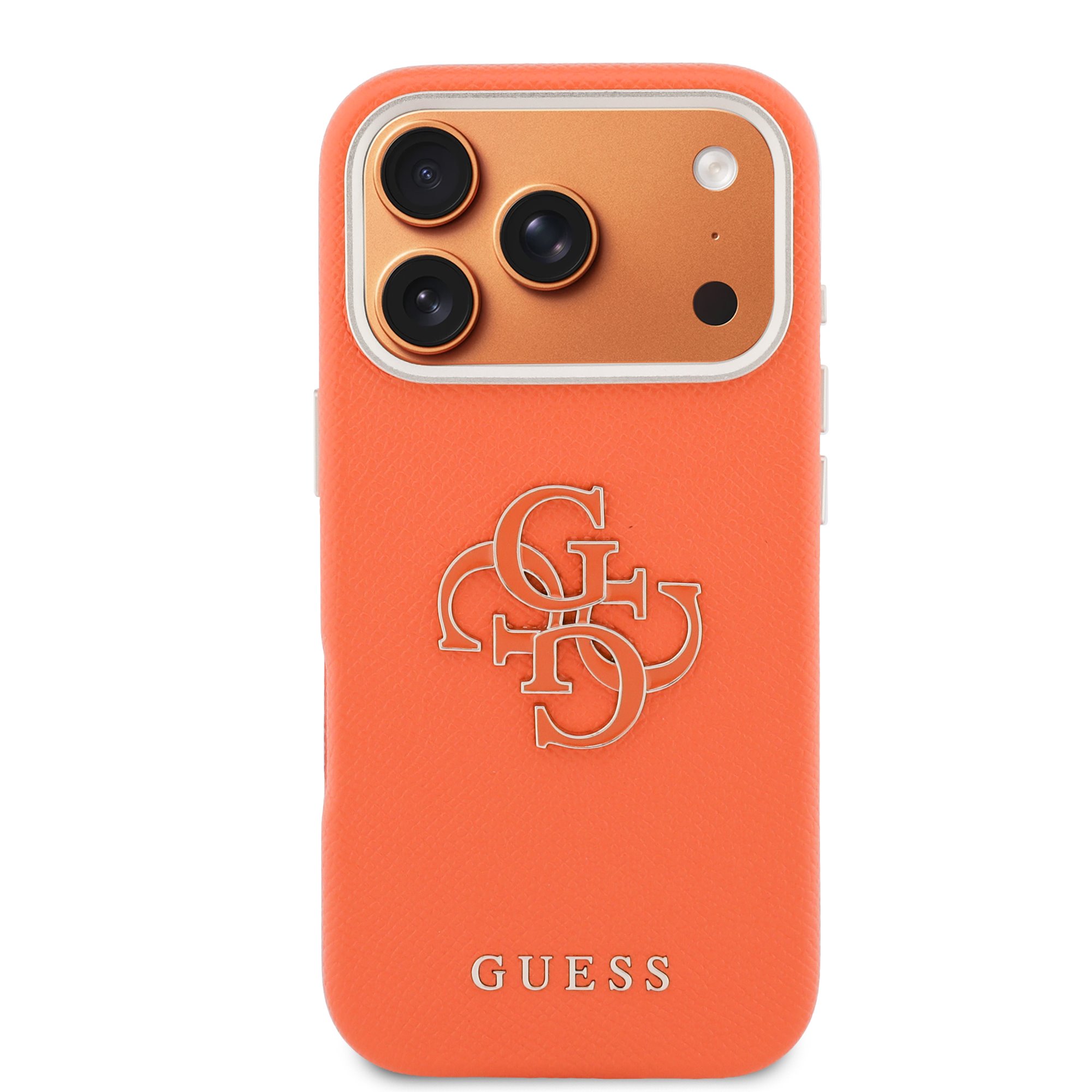 GUESS Калъф Apple iPhone 17 Pro Max, PU 4G Resin Metal Logo /оранжев/ – GUHCP17X5PS4RGGO