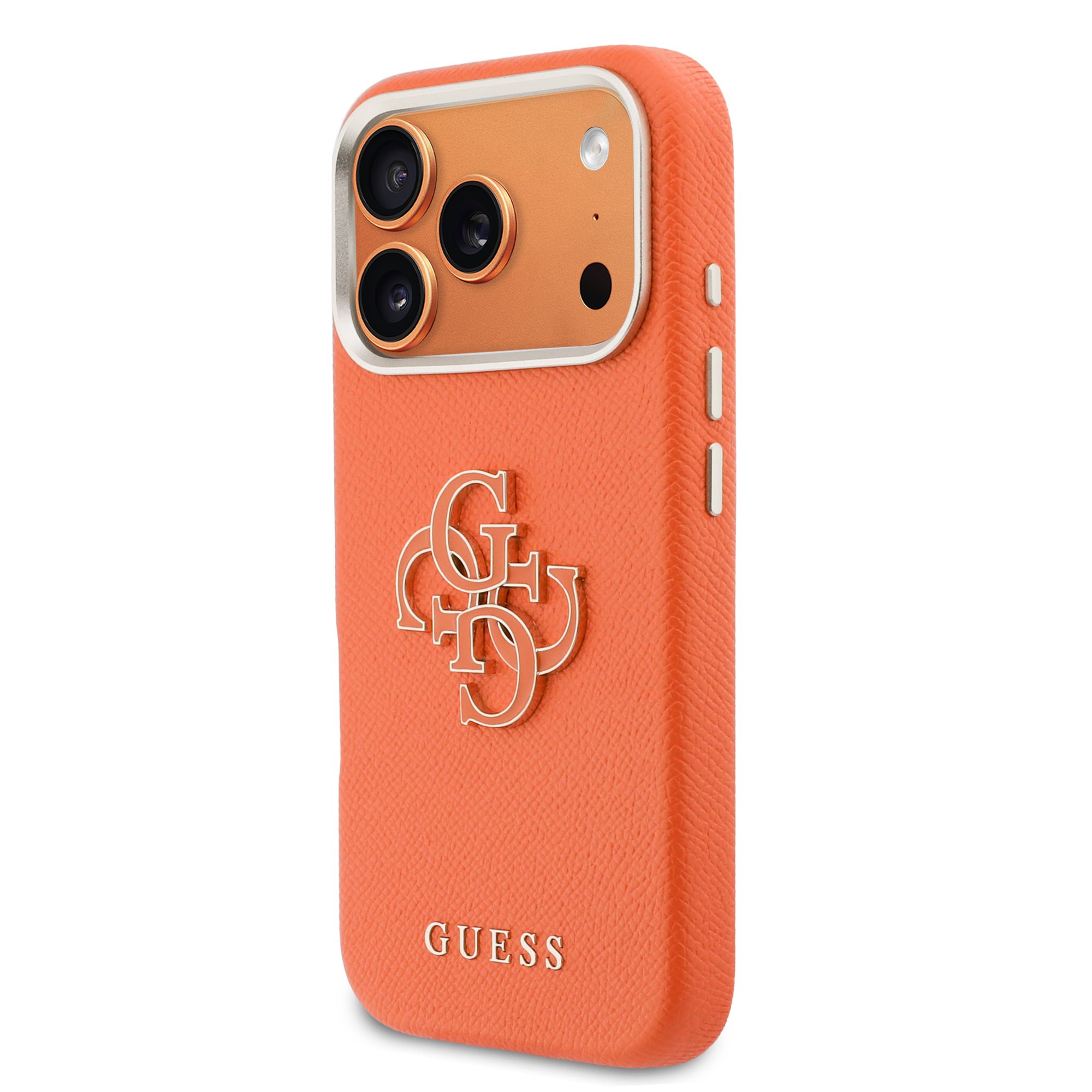 GUESS Калъф Apple iPhone 17 Pro Max, PU 4G Resin Metal Logo /оранжев/ – GUHCP17X5PS4RGGO