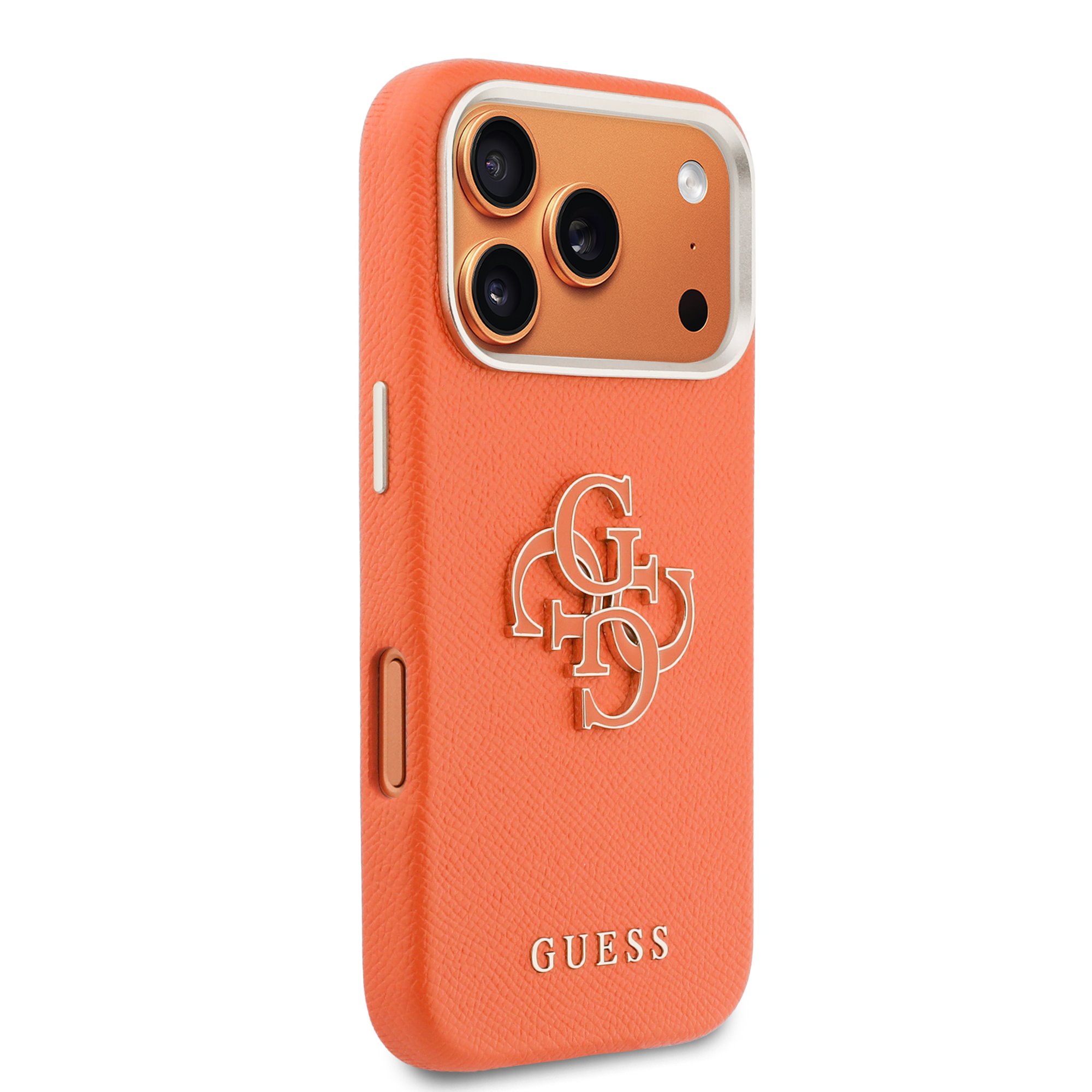 GUESS Калъф Apple iPhone 17 Pro Max, PU 4G Resin Metal Logo /оранжев/ – GUHCP17X5PS4RGGO