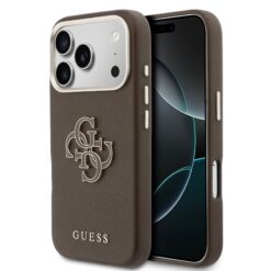 GUESS Калъф Apple iPhone 17 Pro, PU 4G Resin Metal Logo /кафяв/ – GUHCP17L5PS4RGGW
