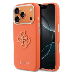 GUESS Калъф Apple iPhone 17 Pro, PU 4G Resin Metal Logo /оранжев/ – GUHCP17L5PS4RGGO