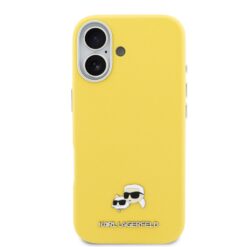 Karl Lagerfeld Калъф Apple iPhone 17, PU K/C Heads Pins MagSafe /жълт/ – KLHMP17S6PFKCLY