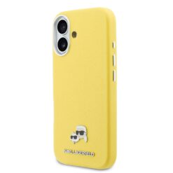 Karl Lagerfeld Калъф Apple iPhone 17, PU K/C Heads Pins MagSafe /жълт/ – KLHMP17S6PFKCLY