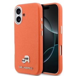 Karl Lagerfeld Калъф Apple iPhone 17, PU K/C Heads Pins MagSafe /оранжев/ – KLHMP17S6PFKCLO